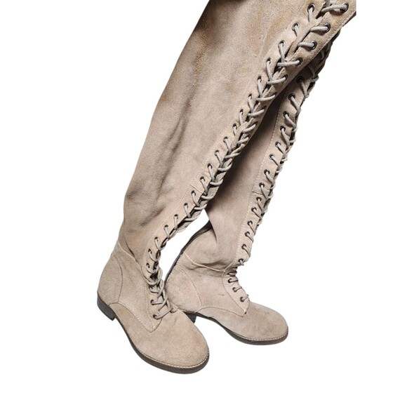 FREE PEOPLE Tennessee Over Knee Leather Boots Size US 7 Boho Hippie - Picture 2 of 14